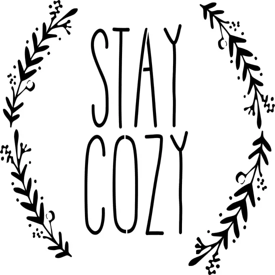 Stay Cozy Embossing 12 x 12 Stencil | FS058 by Designer Stencils | Word & Phrase Stencils | Reusable Stencils for Painting on Wood, Wall, Tile, Canvas, Paper, Fabric, Furniture, Floor | Reusable Stencil for Home Makeover | Easy to Use & Clean {1}