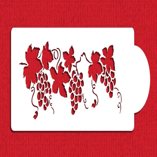 Small Grapevine Cake Stencil | C049 by Designer Stencils | Cake Decorating Tools | Baking Stencils for Royal Icing, Airbrush, Dusting Powder | Reusable Plastic Food Grade Stencil for Cakes | Easy to Use & Clean Cake Stencil {1}