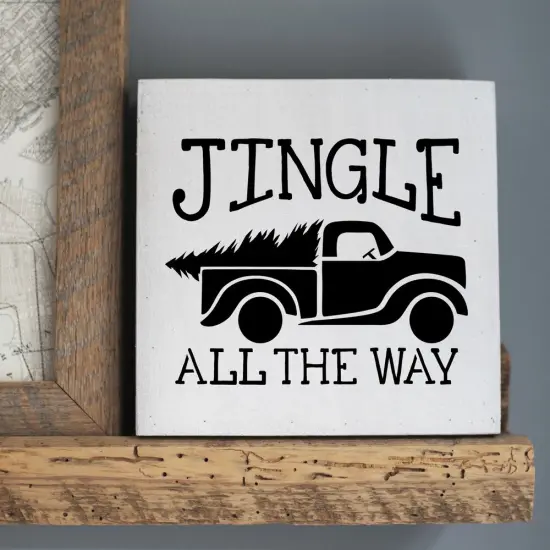 Jingle All the Way Vintage Truck & Tree Embossing 12 x 12 Stencil | FS095 by Designer Stencils | Word & Phrase Stencils | Reusable Stencils for Painting on Wood, Wall, Tile, Canvas, Paper, Fabric, Furniture, Floor | Stencil for Home Makeover {4}