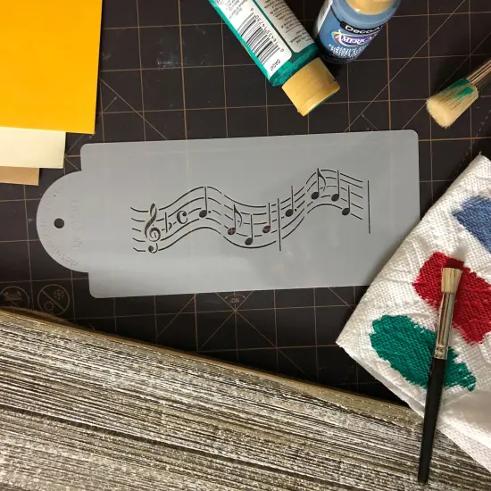 Musical Notes Cake Stencil: Short Version | C158T by Designer Stencils | Cake Decorating Tools | Baking Stencils for Royal Icing, Airbrush, Dusting Powder | Reusable Plastic Food Grade Stencil for Cakes | Easy to Use & Clean Cake Stencil {5}