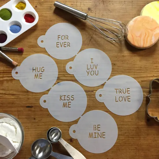 Large Candy Heart Sayings Cookie Stencils | C251 by Designer Stencils | Cookie Decorating Tools | Baking Stencils for Royal Icing, Airbrush, Dusting Powder | Reusable Plastic Food Grade Stencil for Cookies | Easy to Use & Clean Cookie Stencil {5}
