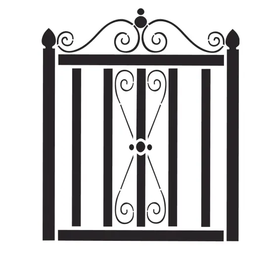 Large Wrought Iron Gate Wall Stencil | 1547 by Designer Stencils | Reusable Stencils for Painting | {1}