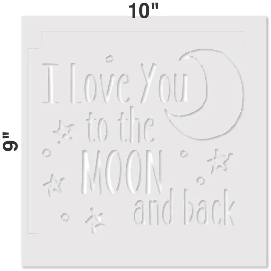 I Love You to the Moon and Back Embossing 12 x 12 Stencil | FS057 By Designer Stencils | Word & Phrase Stencils | Reusable Stencils for Painting on Wood, Wall, Tile, Canvas, Paper, Fabric, Furniture, Floor | Stencil for Home Makeover {2}