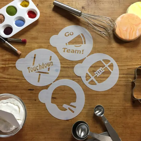 Large Football Cookie Stencils | C253 by Designer Stencils | Cookie Decorating Tools | Baking Stencils for Royal Icing, Airbrush, Dusting Powder | Reusable Plastic Food Grade Stencil for Cookies | Easy to Use & Clean Cookie Stencil {3}