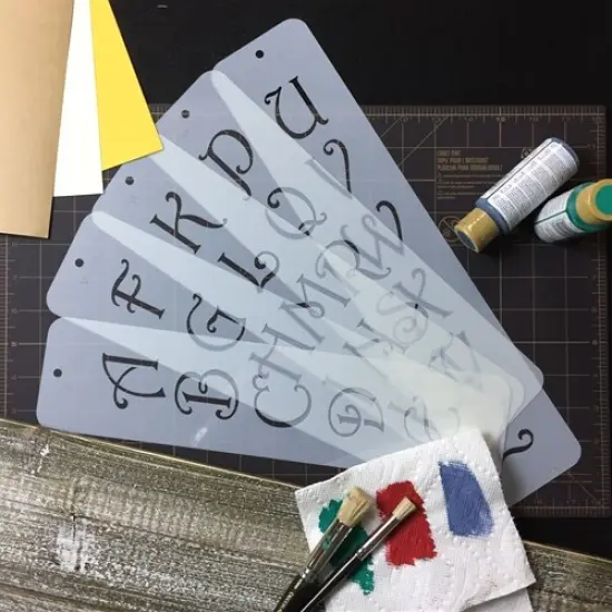 1.75-Inch Contemporary Monogram Letters Cake Stencil | C107 by Designer Stencils | Cake Decorating Tools | Baking Stencils for Royal Icing, Airbrush, Dusting Powder | Reusable Plastic Food Grade Stencil for Cakes | Easy to Use & Clean Cake Stencil {3}