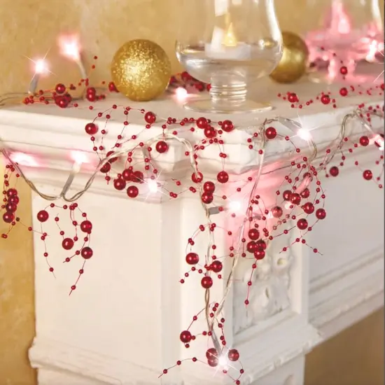 Perfect Holiday 20 LED Beads String Light Battery Operated - White Red {3}