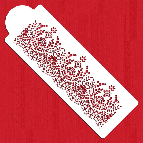 Antique Lace Cake Side Stencil | C1075 by Designer Stencils | Cake Decorating Tools | Baking Stencils for Royal Icing, Airbrush, Dusting Powder | Reusable Plastic Food Grade Stencil for Cakes | Easy to Use & Clean Cake Stencil {5}
