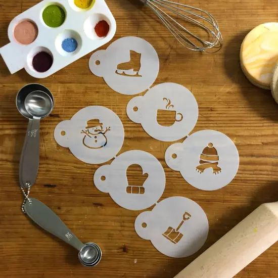Winter Season Cookie & Cupcake Tops Stencil Set | C1033 by Designer Stencils | Cookie Decorating Tools | Baking Stencils for Royal Icing, Airbrush, Dusting Powder | Reusable Plastic Food Grade Stencil for Cookies | Easy to Use & Clean Cookie Stencil {3}