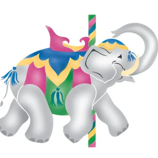 Carousel Elephant Wall Stencil | 1688 by Designer Stencils | Reusable Art Craft Stencils for Painting on Walls, Canvas, Wood | Reusable Plastic Paint Stencil for Home Makeover | Easy to Use & Clean Art Stencil {2}