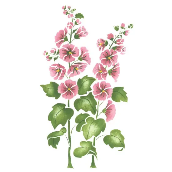 Large Hollyhock Flower Wall Stencil | 2092A by Designer Stencils | {1}