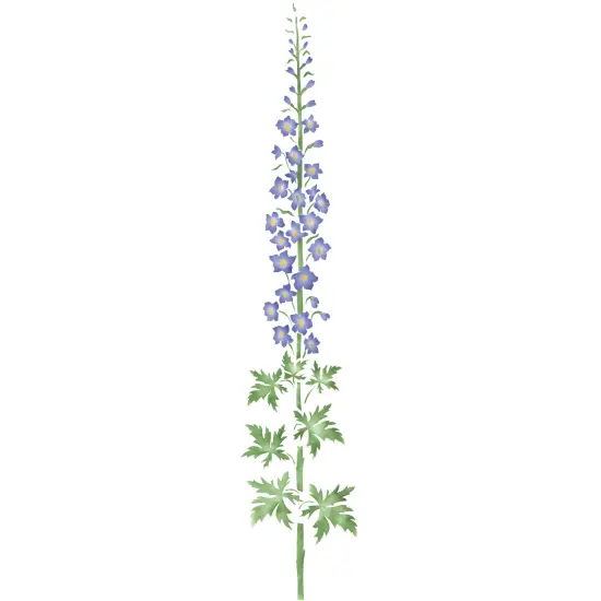 Small Delphinium Wall Stencil | 1595 by Designer Stencils | Floral Stencils | Reusable Art Craft Stencils for Painting on Walls, Canvas, Wood | Reusable Plastic Paint Stencil for Home Makeover | Easy to Use & Clean Art Stencil {1}