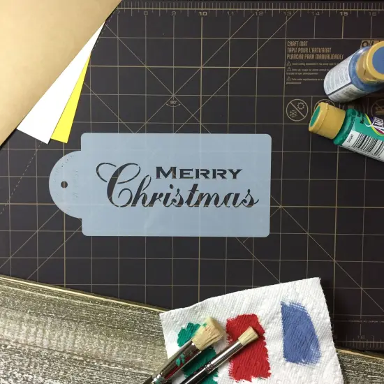 Fancy Merry Christmas Cake Stencil | C257 by Designer Stencils | Cake Decorating Tools | Baking Stencils for Royal Icing, Airbrush, Dusting Powder | Reusable Plastic Food Grade Stencil for Cakes | Easy to Use & Clean Cake Stencil {3}