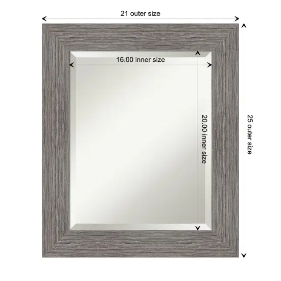 Beveled Bathroom Wall Mirror, Pinstripe Plank Grey Frame {1}