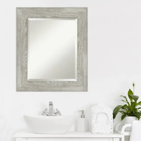 Beveled Bathroom Wall Mirror, Dove Greywash Frame {5}