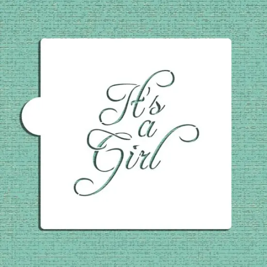 It's A Girl Cookie & Craft Stencil | CM066 by Designer Stencils | Cookie Decorating Tools | Baking Stencils for Royal Icing, Airbrush, Dusting Powder | Craft Stencils for Canvas, Paper, Wood | Reusable Food Grade Stencil {1}