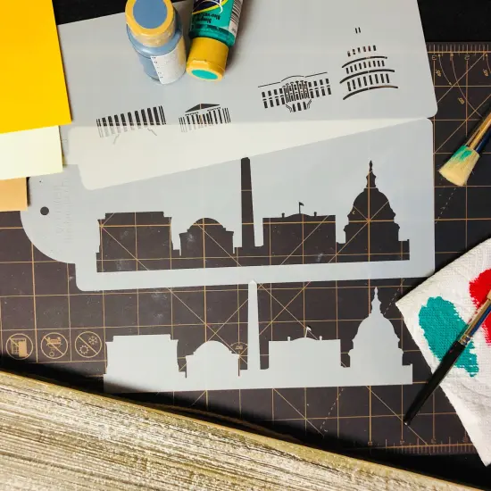 Washington D.C. Detailed Skyline Cake Stencil Side | C1003 by Designer Stencils | Cake Decorating Tools | Baking Stencils for Royal Icing, Airbrush, Dusting Powder | Reusable Plastic Food Grade Stencil for Cakes | Easy to Use & Clean Cake Stencil {4}