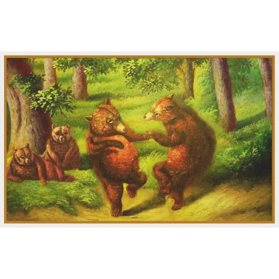 William Holbrook Beard Dancing Bears Counted Cross Stitch Chart Graph Pattern {2}