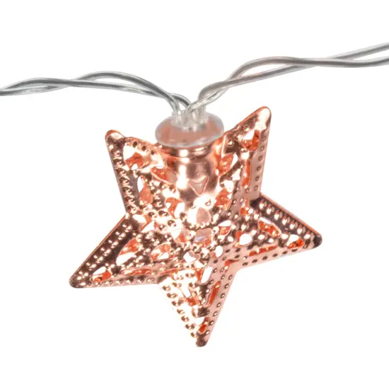 Perfect Holiday 10 LED Rose Gold Star String Light - Battery Operated {2}