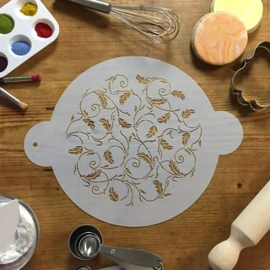 Oak Leaf Cake Stencil Top | C131 by Designer Stencils | Cake Decorating Tools | Baking Stencils for Royal Icing, Airbrush, Dusting Powder | Reusable Plastic Food Grade Stencil for Cakes | Easy to Use & Clean Cake Stencil {3}