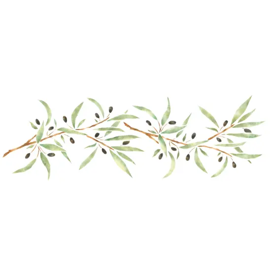 Olive Branch Wall Stencil | 2071 by Designer Stencils | Animal & Nature Stencils | Reusable Art Craft Stencils for Painting on Walls, Canvas, Wood | Reusable Plastic Paint Stencil for Home Makeover | Easy to Use & Clean Art Stencil {1}