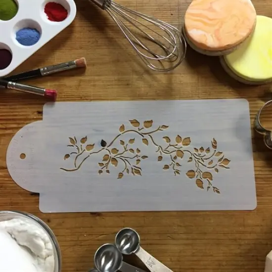Rosebud Vine Cake Stencil | C047 by Designer Stencils | Cake Decorating Tools | Baking Stencils for Royal Icing, Airbrush, Dusting Powder | Reusable Plastic Food Grade Stencil for Cakes | Easy to Use & Clean Cake Stencil {3}