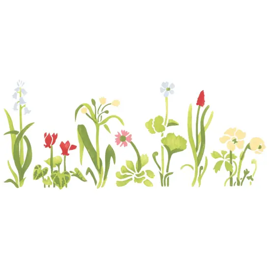 Row of Flowers Wall Stencil | 2177 by Designer Stencils | Floral Stencils | Reusable Art Craft Stencils for Painting on Walls, Canvas, Wood | Reusable Plastic Paint Stencil for Home Makeover | Easy to Use & Clean Art Stencil {1}