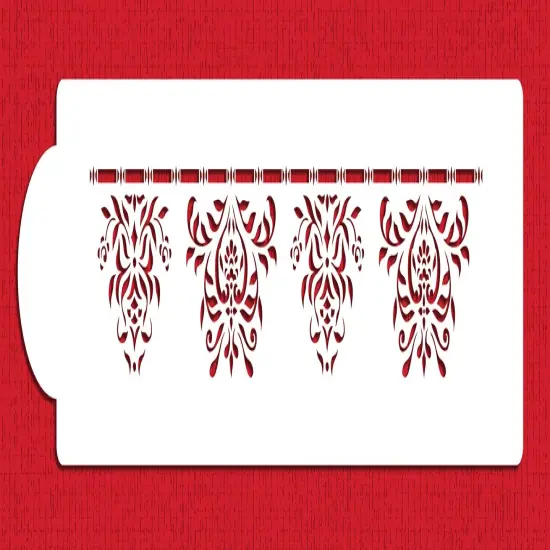 Damask Side Cake Stencil Side | C129T by Designer Stencils | Cake Decorating Tools | Baking Stencils for Royal Icing, Airbrush, Dusting Powder | Reusable Plastic Food Grade Stencil for Cakes | Easy to Use & Clean Cake Stencil {1}