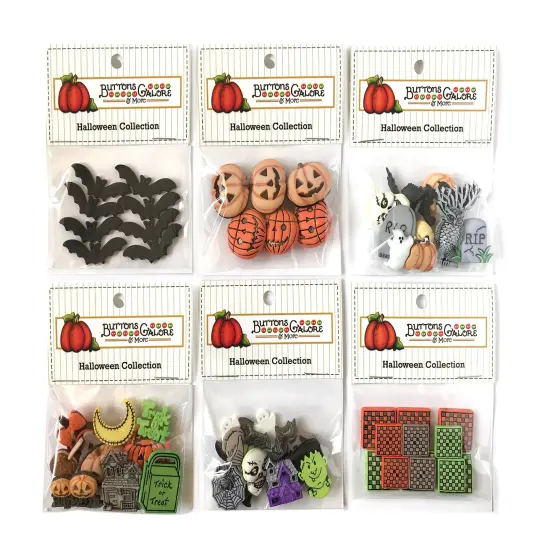 Buttons Galore 50+ Assorted Halloween Buttons for Sewing & Crafts - Set of 6 Button Packs - Halloween Group 2 {1}