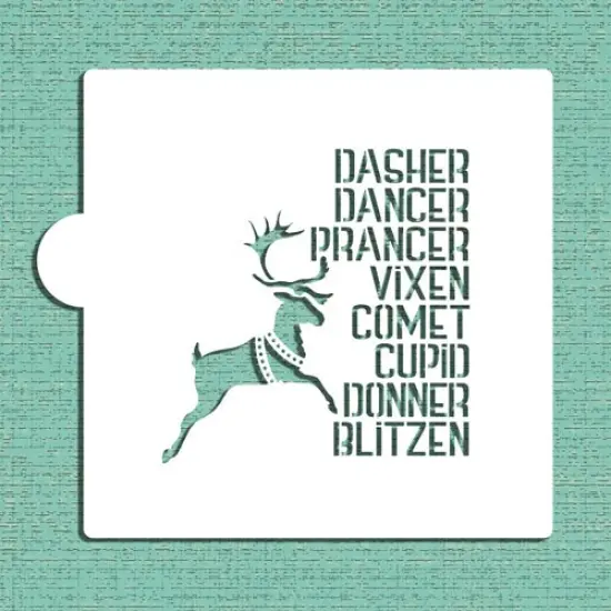 Santa's Reindeer Cookie & Craft Stencil | CM170 by Designer Stencils | Cookie Decorating Tools | Baking Stencils for Royal Icing, Airbrush, Dusting Powder | Craft Stencils for Canvas, Paper, Wood | Reusable Food Grade Stencil {1}