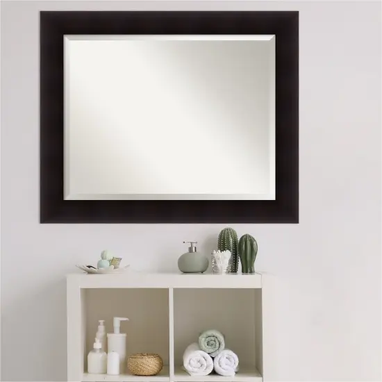 Beveled Wood Bathroom Wall Mirror, Portico Espresso Frame {1}