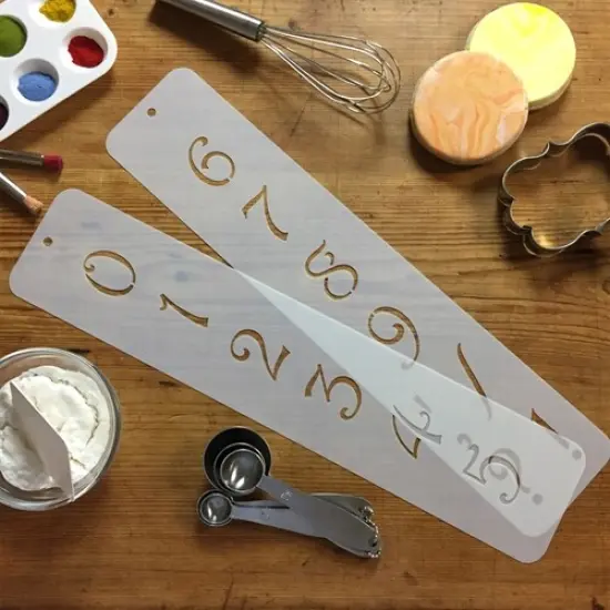 1.75-Inch Contemporary Numbers Cake Stencils | C139 by Designer Stencils | Cake Decorating Tools | Baking Stencils for Royal Icing, Airbrush, Dusting Powder | Reusable Plastic Food Grade Stencil for Cakes | Easy to Use & Clean Cake Stencil {3}