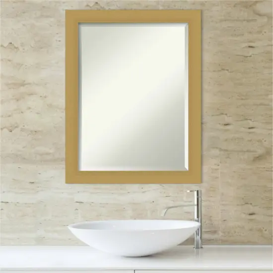 Beveled Bathroom Wall Mirror, Grace Brushed Gold Frame {7}