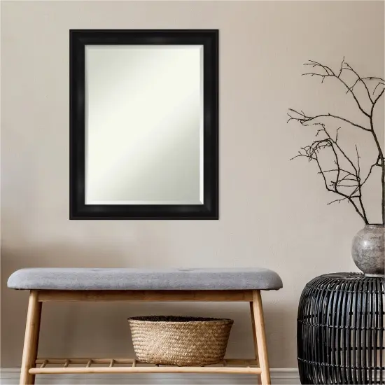 Beveled Bathroom Wall Mirror, Grand Black Narrow Frame {5}