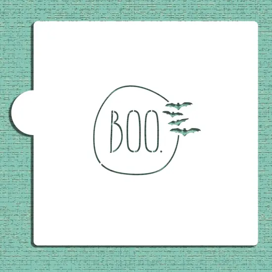 Boo with Bats Cookie & Craft Stencil | CM110 by Designer Stencils | Cookie Decorating Tools | Baking Stencils for Royal Icing, Airbrush, Dusting Powder | Craft Stencils for Canvas, Paper, Wood | Reusable Food Grade Stencil {4}