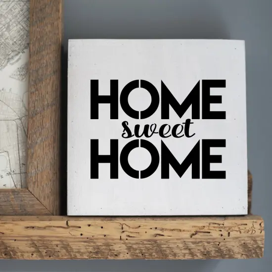 Home Sweet Home Embossing 12 x 12 Stencil | FS047 by Designer Stencils | Word & Phrase Stencils | Reusable Stencils for Painting on Wood, Wall, Tile, Canvas, Paper, Fabric, Furniture, Floor | Reusable Stencil for Home Makeover | Easy to Use & Clean {5}