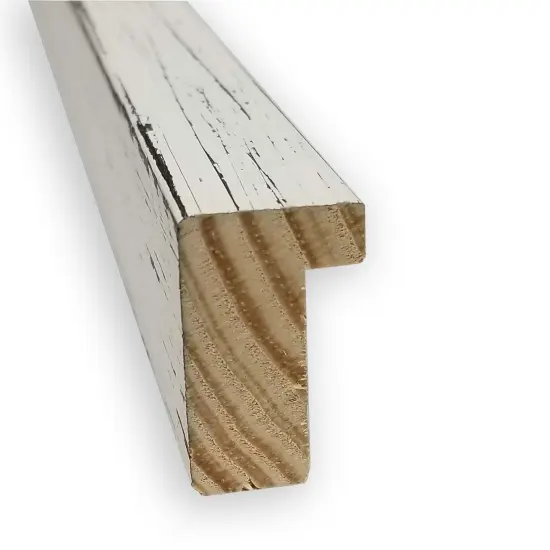 Beveled Wood Bathroom Wall Mirror, Shiplap White Narrow Frame {2}