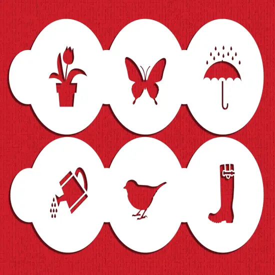 Spring Season Cookie & Cupcake Top Stencil Set | C1034 by Designer Stencils | Cookie Decorating Tools | Baking Stencils for Royal Icing, Airbrush, Dusting Powder | Reusable Plastic Food Grade Stencil for Cookies | Easy to Use & Clean Cookie Stencil {4}