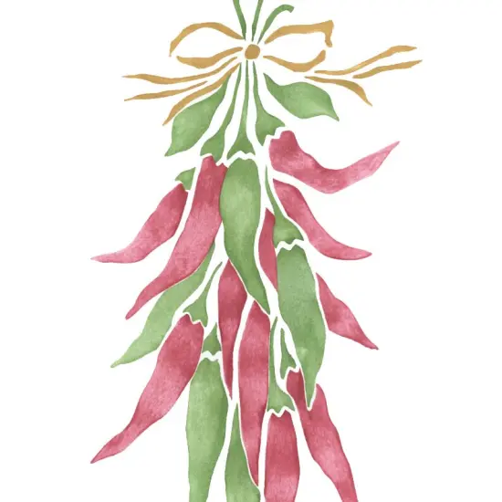 Hanging Chili Peppers Wall Stencil | 2130 by Designer Stencils | Pattern Stencils | Reusable Stencils for Painting | Safe & Reusable Template for Wall Decor | Try This Stencil Instead of a Wallpaper | Easy to Use & Clean Art Stencil Pattern {2}