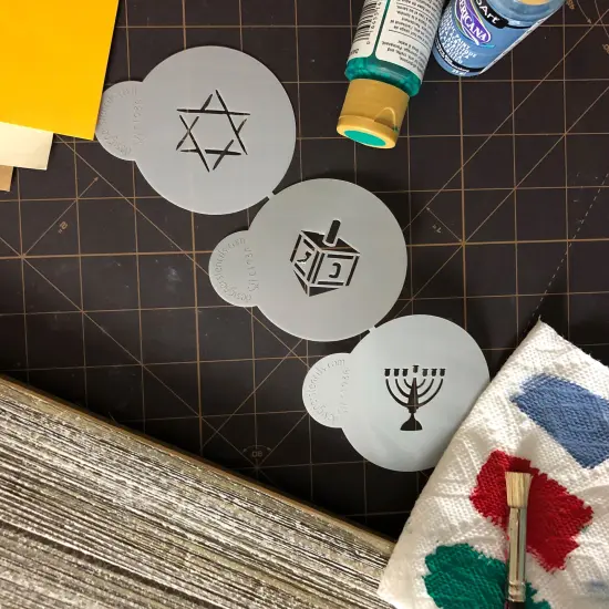 1.5-Inch Small Jewish Symbols Cookie & Cupcake Stencils: Dreidel, Star of David, Menorah | C193 by Designer Stencils | {4}