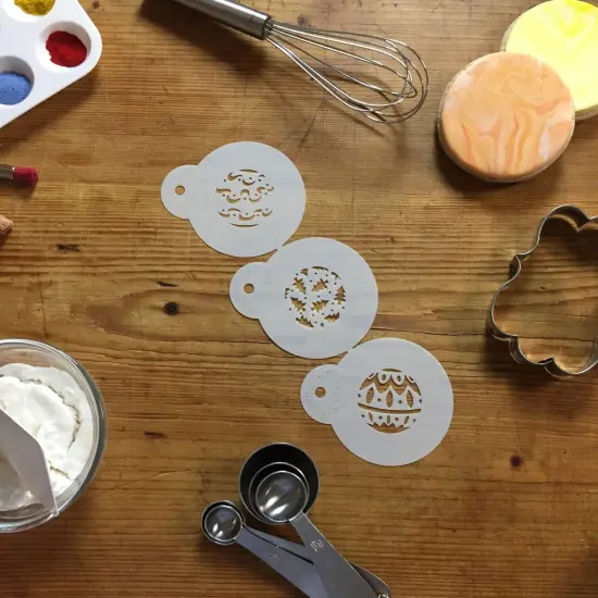 Mini Christmas Balls Cookie & Cupcake Stencils | C244 by Designer Stencils | Cookie Decorating Tools | Baking Stencils for Royal Icing, Airbrush, Dusting Powder | Reusable Plastic Food Grade Stencil for Cookies | Easy to Use & Clean Cookie Stencil {4}