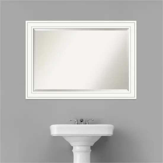 Beveled Wood Bathroom Wall Mirror, Craftsman White Frame {5}