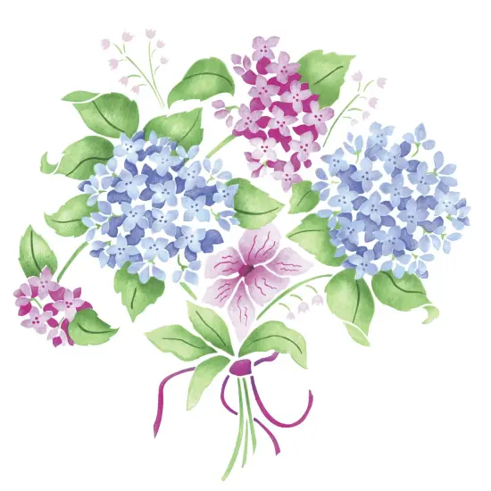 Hydrangea Bunch Wall Stencil | 2294 by Designer Stencils | Floral Stencils | Reusable Art Craft Stencils for Painting on Walls, Canvas, Wood | Reusable Plastic Paint Stencil for Home Makeover | Easy to Use & Clean Art Stencil {1}