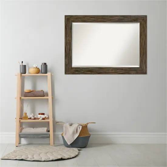 Beveled Wood Bathroom Wall Mirror, Fencepost Frame {4}