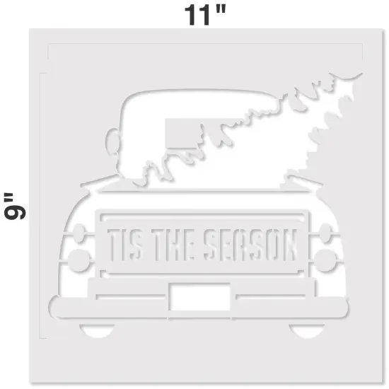 Tis The Season Vintage Truck & Tree Embossing 12 x 12 Stencil | FS055 by Designer Stencils | Word & Phrase Stencils | Reusable Stencil for Painting on Wood, Wall, Tile, Canvas, Paper, Fabric, Furniture, Floor | Stencil for Home Makeover {2}