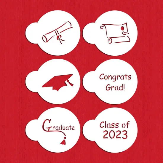 Graduate Cookie Stencils | C207-25 by Designer Stencils | Cookie Stencils for Royal Icing, Airbrush, Dusting Powder | {4}