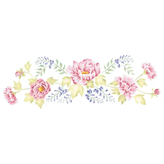 Large Peony and Hydrangea Wall Stencil | 1829 by Designer Stencils | Floral Stencils | Reusable Art Craft Stencils for Painting on Walls, Canvas, Wood | Reusable Plastic Paint Stencil for Home Makeover | Easy to Use & Clean Art Stencil {1}