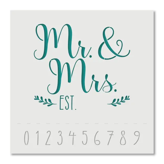 Mr & Mrs with Est. Date Embossing 12 x 12 Stencil | FS100 by Designer Stencils | Word & Phrase Stencils | {3}