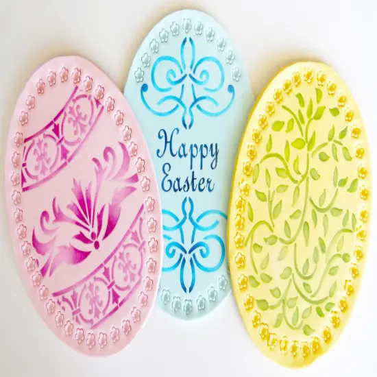 Large Easter Eggs Cookie Stencils | C199 by Designer Stencils | Cookie Decorating Tools | Baking Stencils for Royal Icing, Airbrush, Dusting Powder | Reusable Plastic Food Grade Stencil for Cookies | Easy to Use & Clean Cookie Stencil {2}