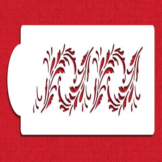 Feathered Scroll Cake Stencil Side | C160T by Designer Stencils | Cake Decorating Tools | Baking Stencils for Royal Icing, Airbrush, Dusting Powder | Reusable Plastic Food Grade Stencil for Cakes | Easy to Use & Clean Cake Stencil {1}