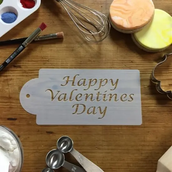 Happy Valentine's Day Cake Stencil | C015 by Designer Stencils | Cake Decorating Tools | Baking Stencils for Royal Icing, Airbrush, Dusting Powder | Reusable Plastic Food Grade Stencil for Cakes & Cookies | Easy to Use & Clean Cake & Cookie Stencil {3}